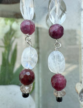 Load image into Gallery viewer, Red Eye/ Pink Dangle Earrings