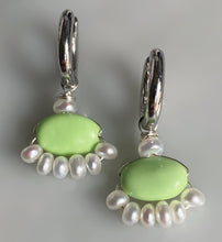 Load image into Gallery viewer, Evil Eye Lime Green Hoop Earrings