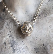 Load image into Gallery viewer, Salt & Pepper Diamond Baby Skull Necklace