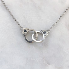 Load image into Gallery viewer, Sterling Silver Black Diamond Handcuff Necklace