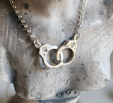 Load image into Gallery viewer, 14k White Gold Salt &amp; Pepper Diamond Handcuff Necklace
