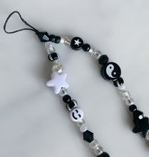 Load image into Gallery viewer, Black & White Beaded Phone Charm