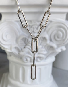 Sterling Silver Lariat Paperclip Chain