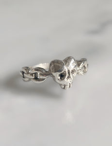 Chained Heart Skull Ring
