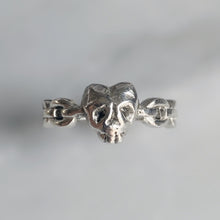 Load image into Gallery viewer, Chained Skull Heart Ring in Sterling Silver