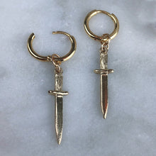 Load image into Gallery viewer, 14k Yellow Gold Baby Dagger Earrings
