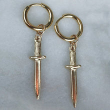 Load image into Gallery viewer, 14k Yellow Gold Baby Dagger Earrings