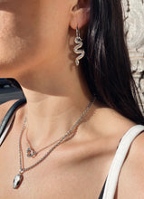 Load image into Gallery viewer, Sterling silver snake hoop earrings