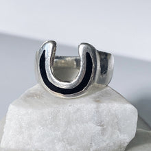 Load image into Gallery viewer, Jet Black Horseshoe Ring