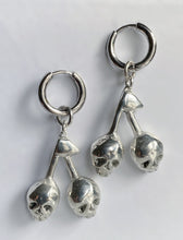 Load image into Gallery viewer, pair of cherry skull earrings