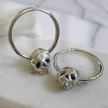 Load image into Gallery viewer, Skull Sterling Silver Hoop Earrings