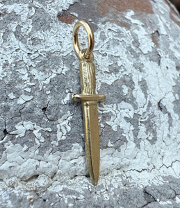 14k Yellow Gold Dagger Charm