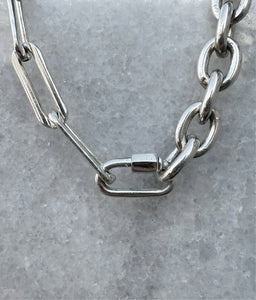 Mixed Chain Carabiner Lock Necklace