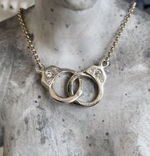 Load image into Gallery viewer, 14k White Gold Salt &amp; Pepper Diamond Handcuff Necklace