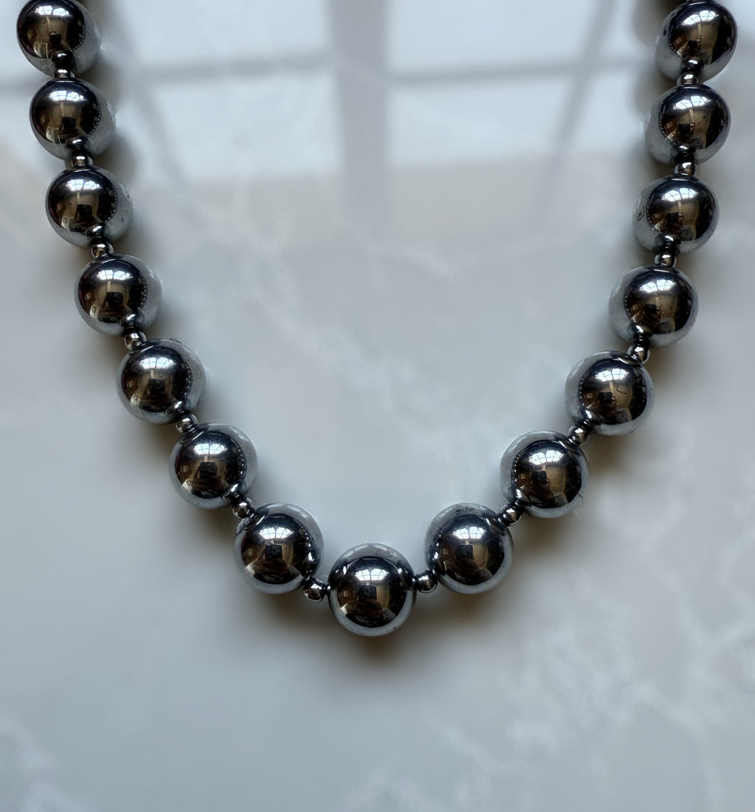 Chunky Hematite Ball Chain Choker