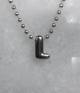 Bubble Letter Initial Necklace on Ball Chain Customizable