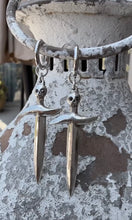 Load image into Gallery viewer, Black Diamond Skull Dagger Hoops