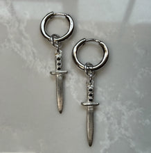 Load image into Gallery viewer, Black Diamond Dagger Earrings