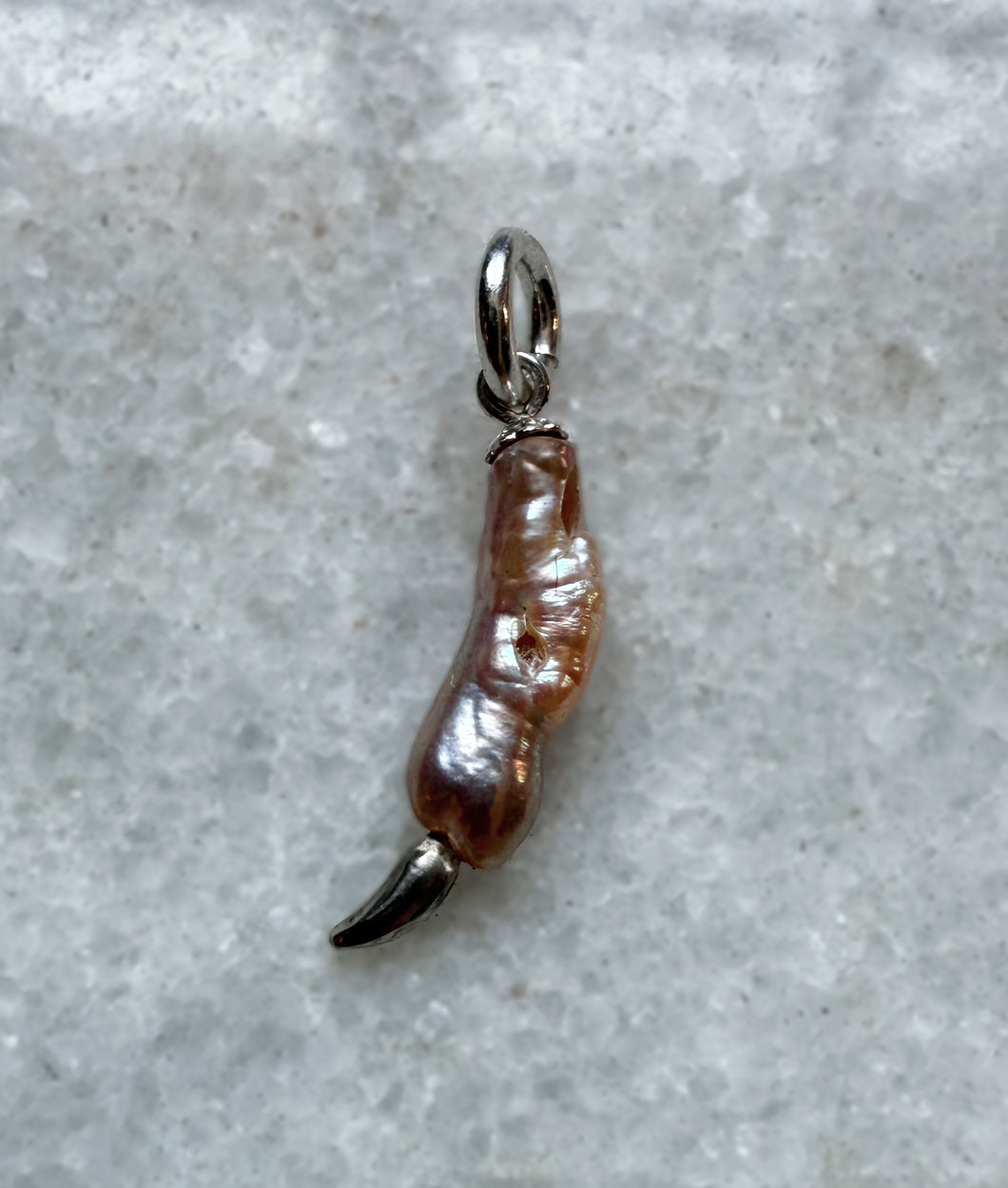 Single Pearl Pigeon Claw Charm