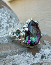 Load image into Gallery viewer, Mystic Topaz Cluster Geode Ring