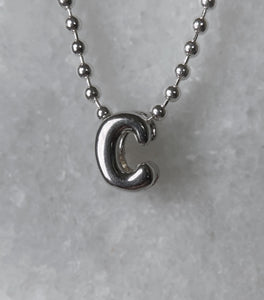 Bubble Letter Initial Necklace on Ball Chain Customizable