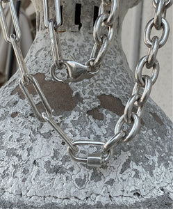 Mixed Chain Carabiner Lock Necklace