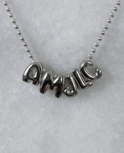 Bubble Letter Initial Necklace on Ball Chain Customizable