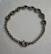 Load image into Gallery viewer, Sterling Silver Peridot Chain Bracelet