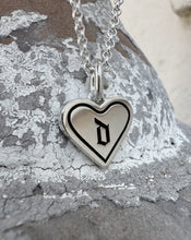 Load image into Gallery viewer, Old English Enamel Initial Heart Necklace