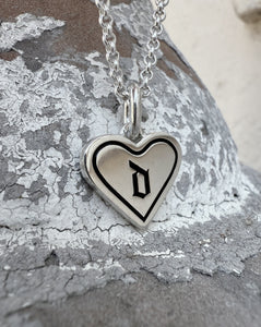 Old English Enamel Initial Heart Necklace