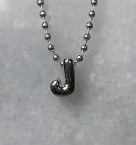 Bubble Letter Initial Necklace on Ball Chain Customizable