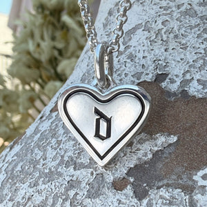 Old English Enamel Initial Heart Necklace
