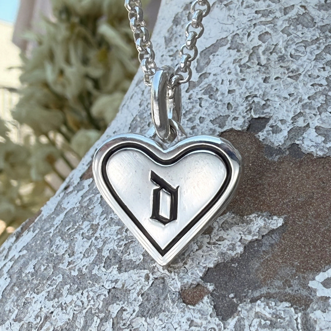 Old English Enamel Initial Heart Necklace
