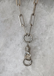 Sterling Silver Paperclip Chain with Annex Link & Hand Charm Holder