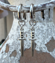 Load image into Gallery viewer, Black Diamond Dagger Earrings
