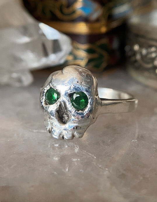 Tsavorite Skull Ring