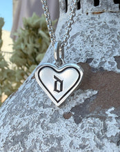 Load image into Gallery viewer, Old English Enamel Initial Heart Necklace