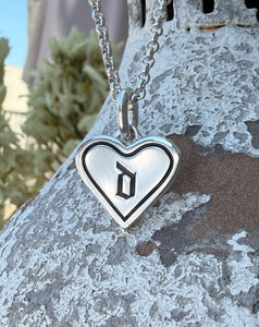 Old English Enamel Initial Heart Necklace