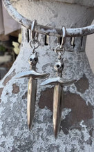 Load image into Gallery viewer, Black Diamond Skull Dagger Hoops