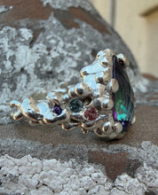 Load image into Gallery viewer, Mystic Topaz Cluster Geode Ring