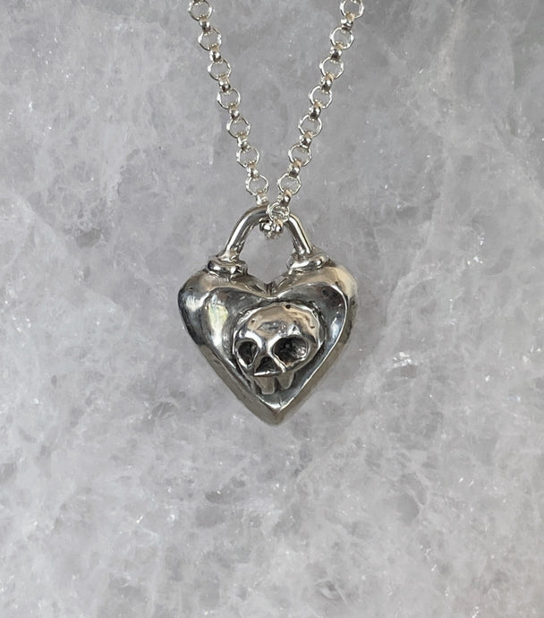 Heart Skull Padlock Necklace