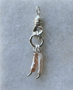 Single Pearl Pigeon Claw Charm