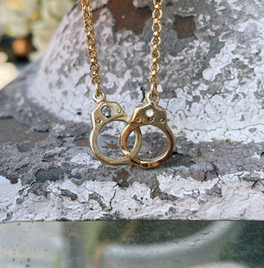 14k Yellow Gold Fill Salt & Pepper Diamond Handcuff Necklace