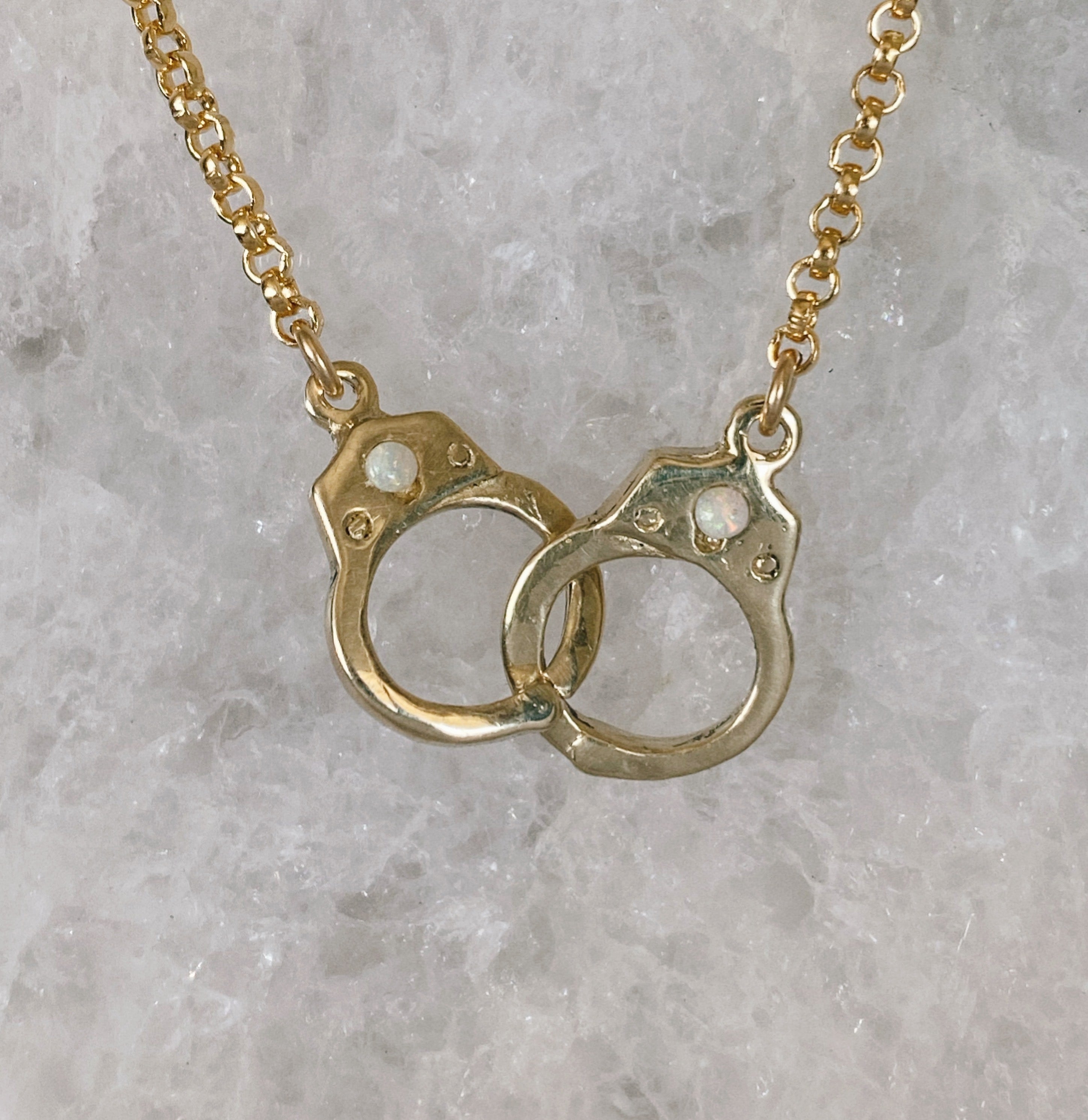 14k Yellow Gold Opal Handcuff Necklace
