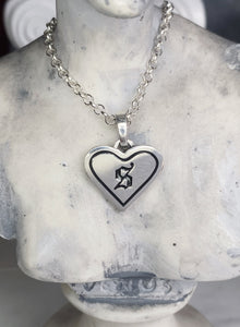 Old English Initial Heart Necklace