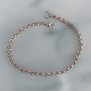 14k White Gold Round Belcher Chain Bracelet