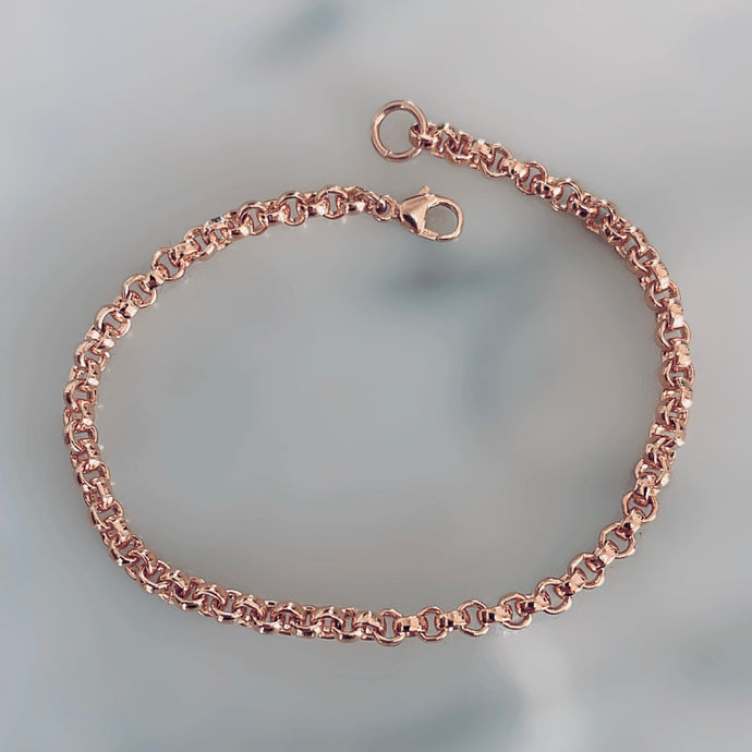 14k Rose Gold Round Belcher Chain Bracelet