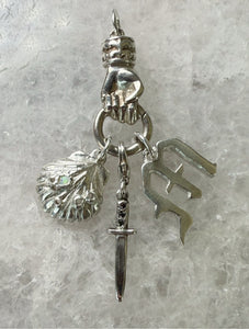 Old English Initial Charm Letter M paired with other charms 