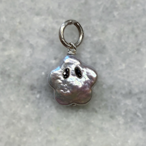 Star ghost pearl black diamond charm sterling silver hardware