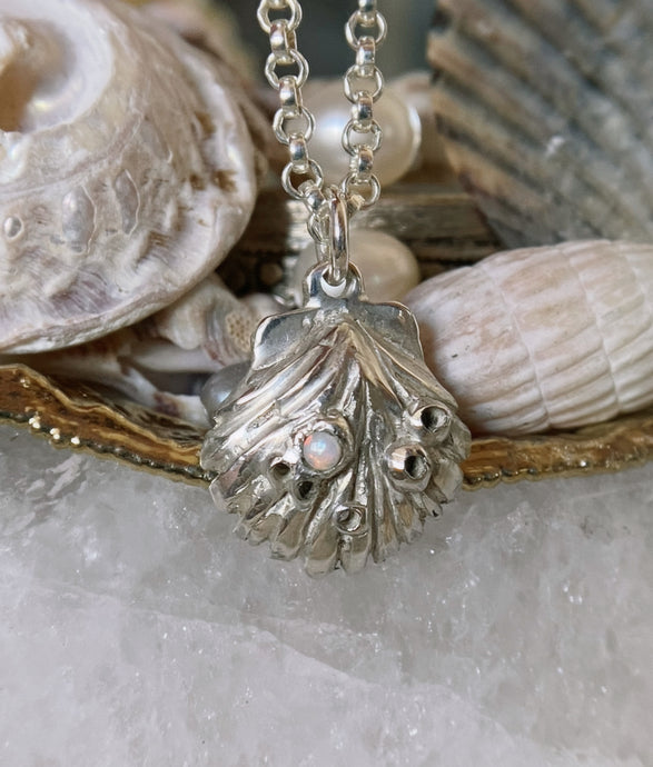 opal clam shell charm necklace under the sea jewelry collection